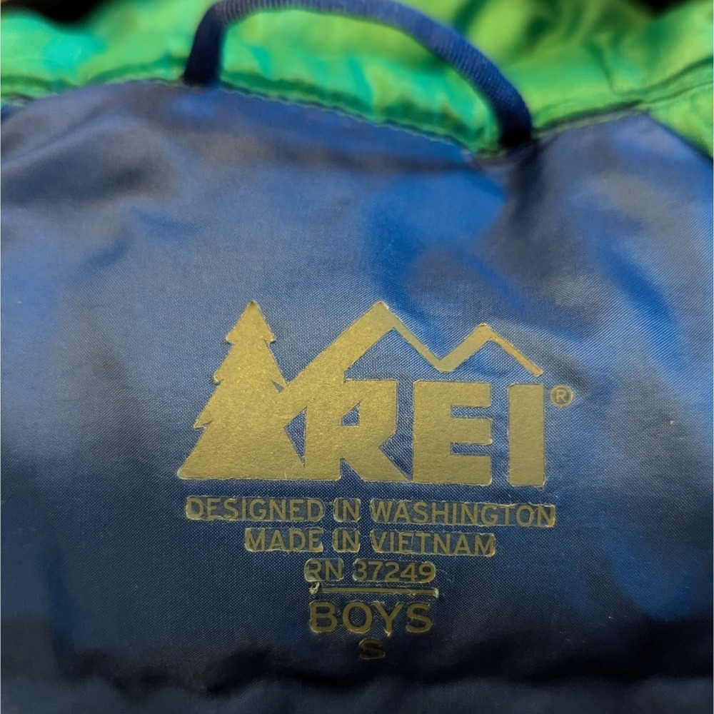 REI Small Youth Small Primaloft Silver Down Blue Green Hood‎ Zipper - Picture 4 of 10